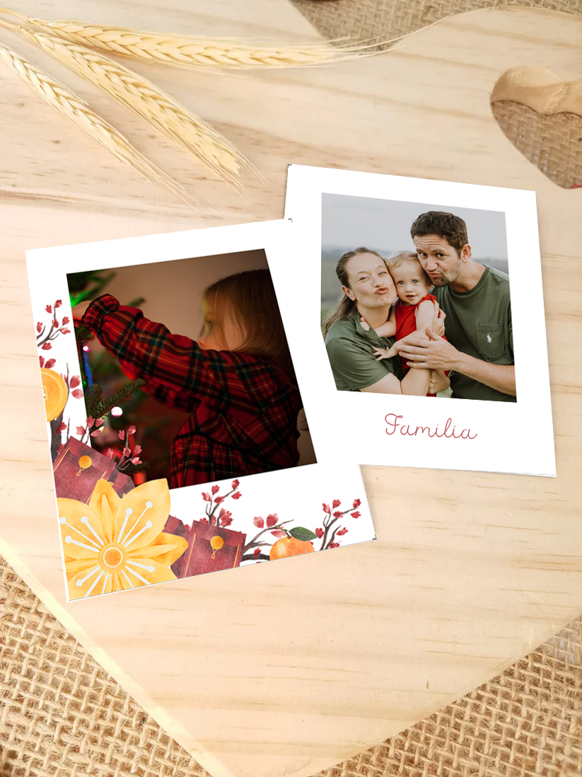 12 Fotos/Ímãs Polaroid De Natal Família