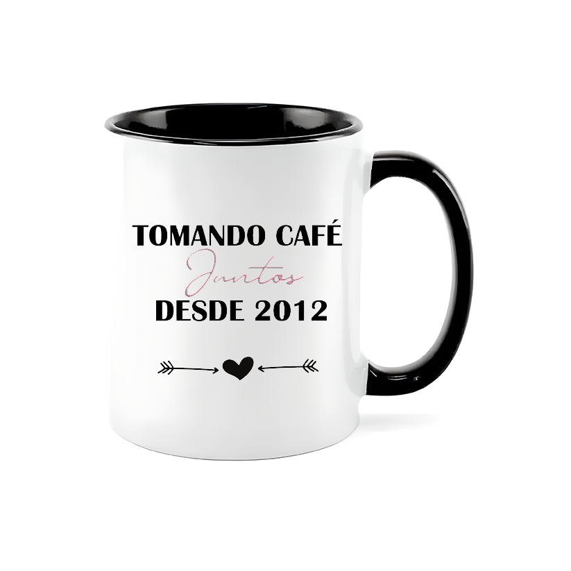 Caneca Personalizada "Tomando café juntos desde 2012"